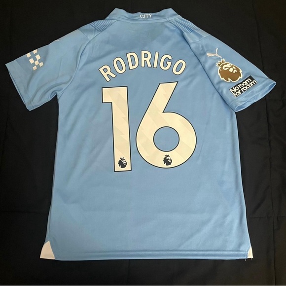 Rodrigo #16 Man City World Champions Badge Small Jersey light blue